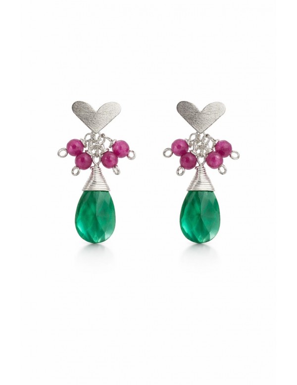 AROS BAÑADOS EN PLATA PIEDRA VERDE