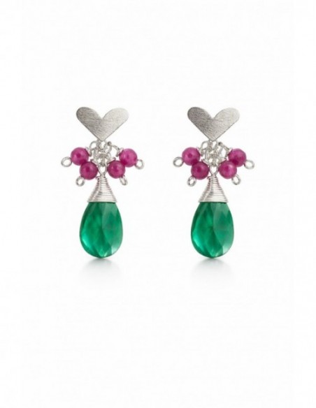 AROS BAÑADOS EN PLATA PIEDRA VERDE