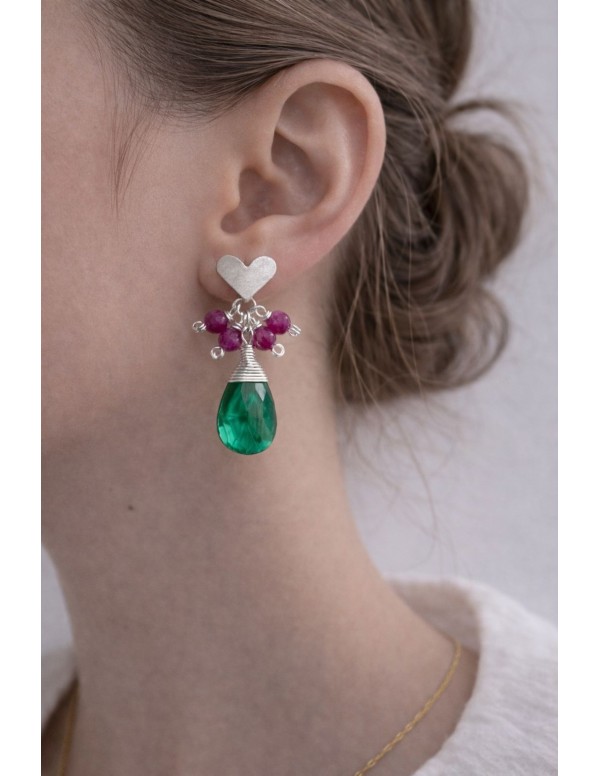 AROS BAÑADOS EN PLATA PIEDRA VERDE