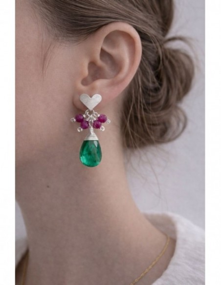 AROS BAÑADOS EN PLATA PIEDRA VERDE