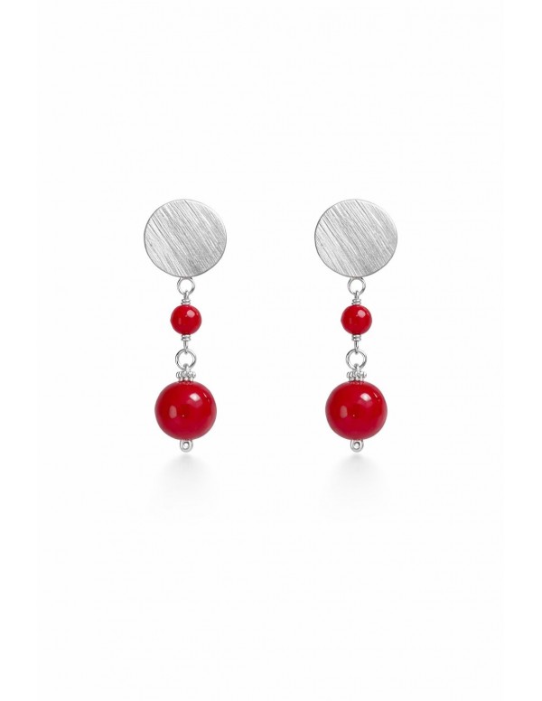 AROS BAÑADOS EN PLATA PIEDRA ROJA