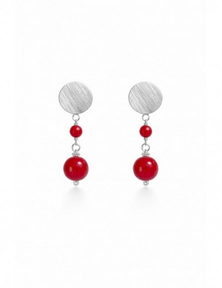 AROS BAÑADOS EN PLATA PIEDRA ROJA