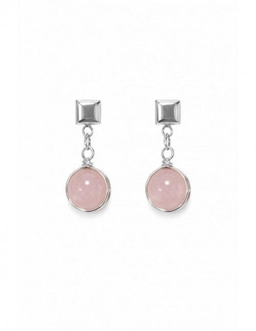 AROS BAÑADOS EN PLATA PIEDRA ROSADA