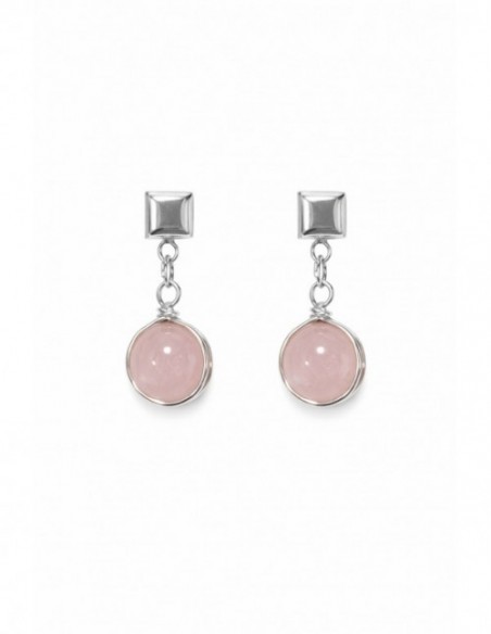 AROS BAÑADOS EN PLATA PIEDRA ROSADA