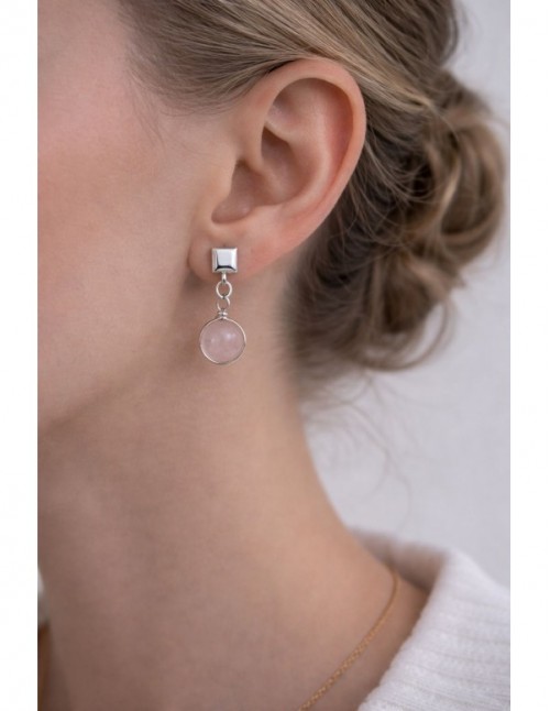 AROS BAÑADOS EN PLATA PIEDRA ROSADA 2