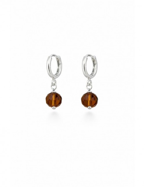 AROS BAÑADOS EN PLATA CRISTAL CAFÉ