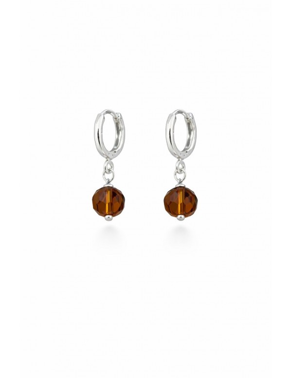 AROS BAÑADOS EN PLATA CRISTAL CAFÉ