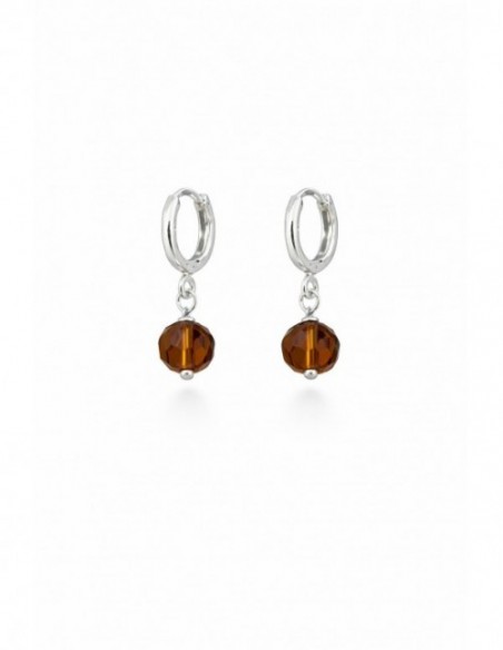 AROS BAÑADOS EN PLATA CRISTAL CAFÉ