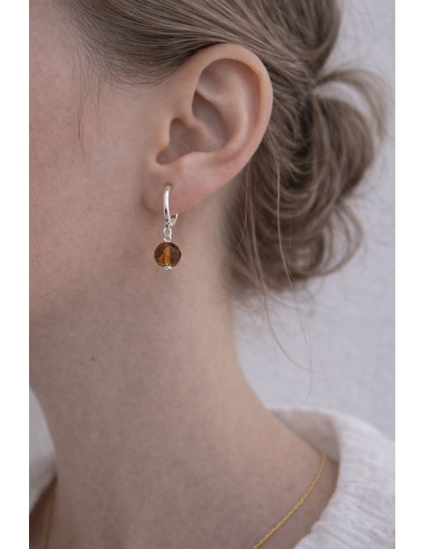 AROS BAÑADOS EN PLATA CRISTAL CAFÉ