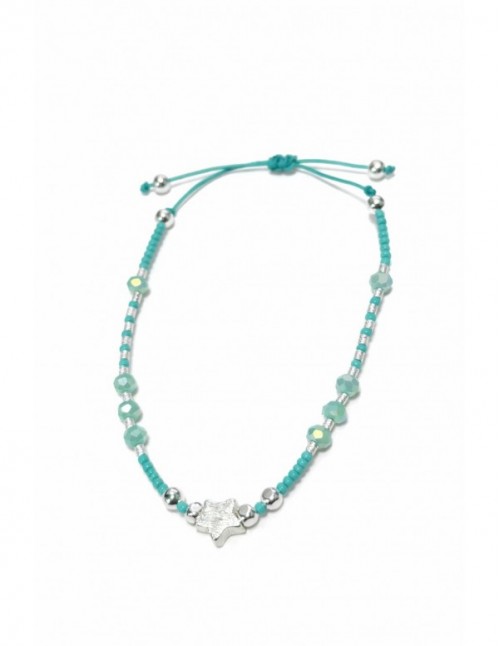 PULSERA BAÑADA EN PLATA PIEDRA CELESTE
