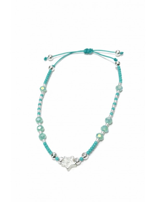 PULSERA BAÑADA EN PLATA PIEDRA CELESTE