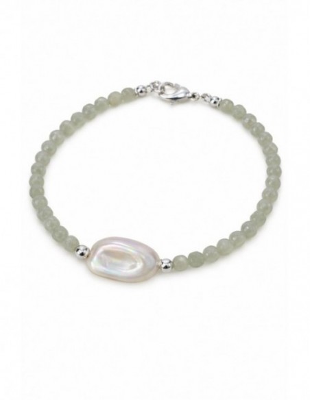 PULSERA BAÑADA EN PLATA PIEDRA BLANCA