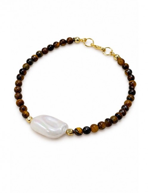 PULSERA BAÑADA EN PLATA PIEDRA BLANCA