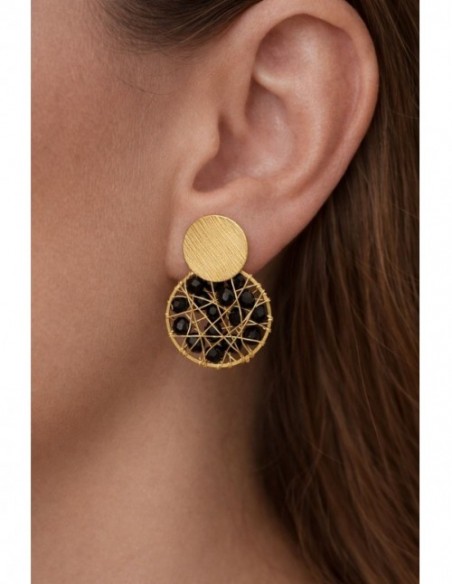 AROS BAÑADOS EN ORO CRISTAL NEGRO