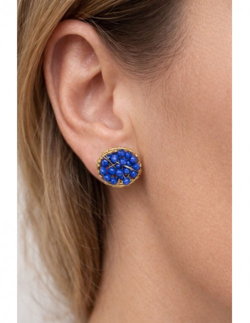 AROS BAÑADOS EN ORO PIEDRA AZUL 2