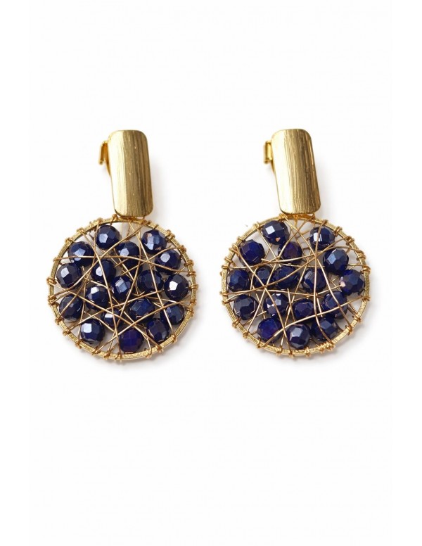 AROS BAÑADOS EN ORO CRISTAL AZUL