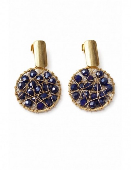 AROS BAÑADOS EN ORO CRISTAL AZUL