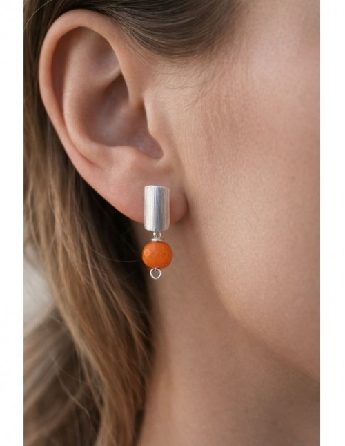 AROS BAÑADOS EN PLATA PIEDRA NARANJA 2