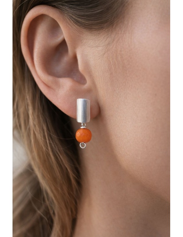 AROS BAÑADOS EN PLATA PIEDRA NARANJA