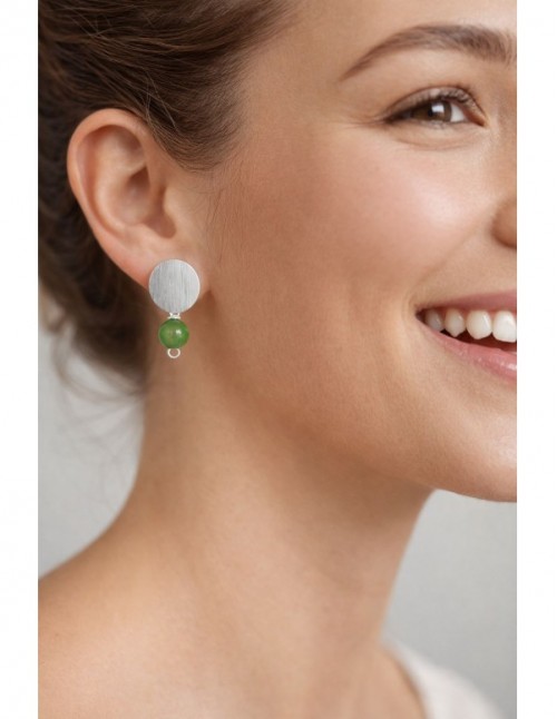 AROS BAÑADOS EN PLATA PIEDRA VERDE 2