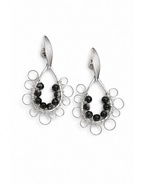 AROS BAÑADOS EN PLATA PIEDRAS NEGRAS