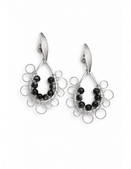 AROS BAÑADOS EN PLATA PIEDRAS NEGRAS