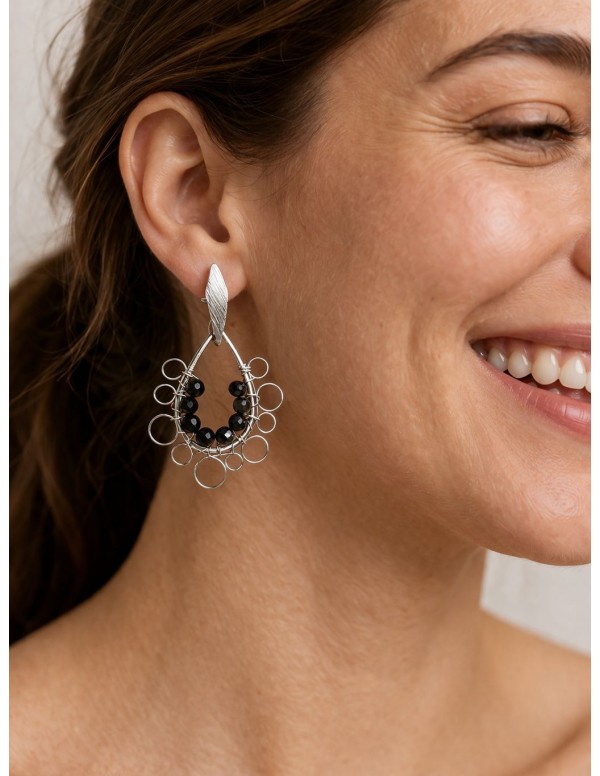 AROS BAÑADOS EN PLATA PIEDRAS NEGRAS