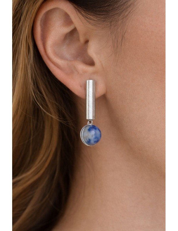 AROS BAÑADOS EN PLATA PIEDRA AZUL