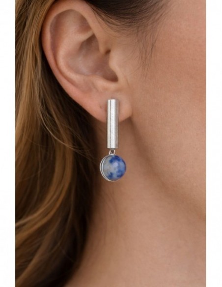 AROS BAÑADOS EN PLATA PIEDRA AZUL