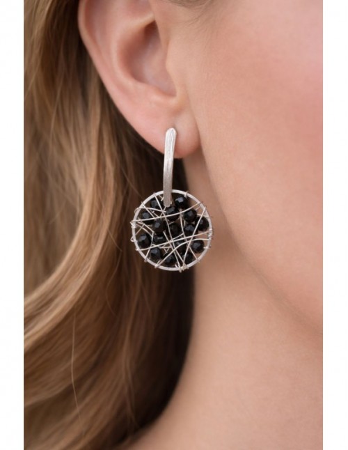 AROS BAÑADOS EN PLATA CRISTAL NEGRO 2