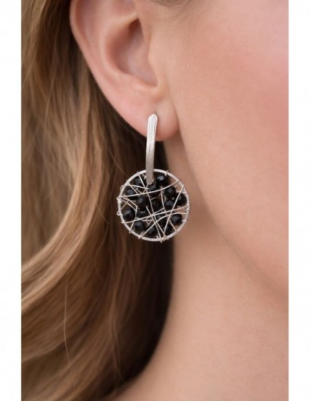 AROS BAÑADOS EN PLATA CRISTAL NEGRO