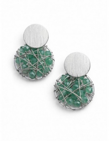 AROS BAÑADOS EN PLATA CRISTALES VERDES