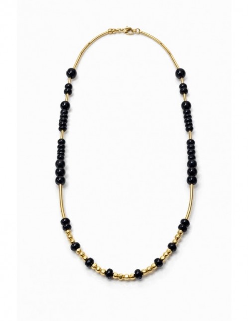 COLLARES BAÑADOS EN ORO PIEDRAS NEGRAS