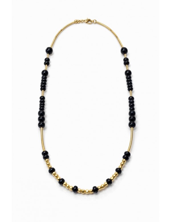 COLLARES BAÑADOS EN ORO PIEDRAS NEGRAS