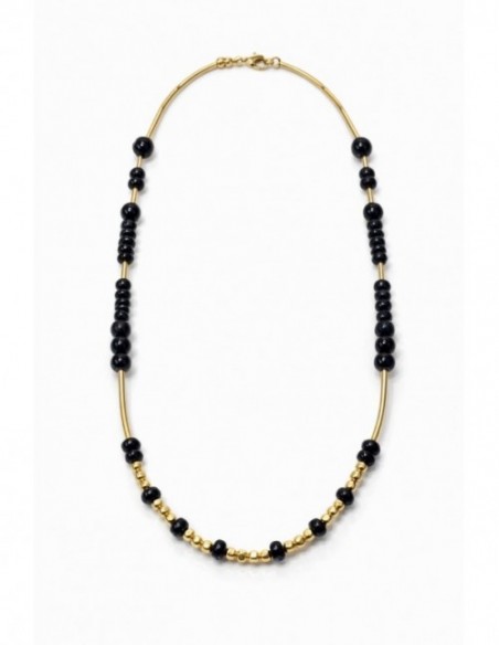 COLLARES BAÑADOS EN ORO PIEDRAS NEGRAS