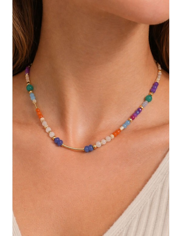 COLLARES BAÑADOS EN ORO PIEDRAS