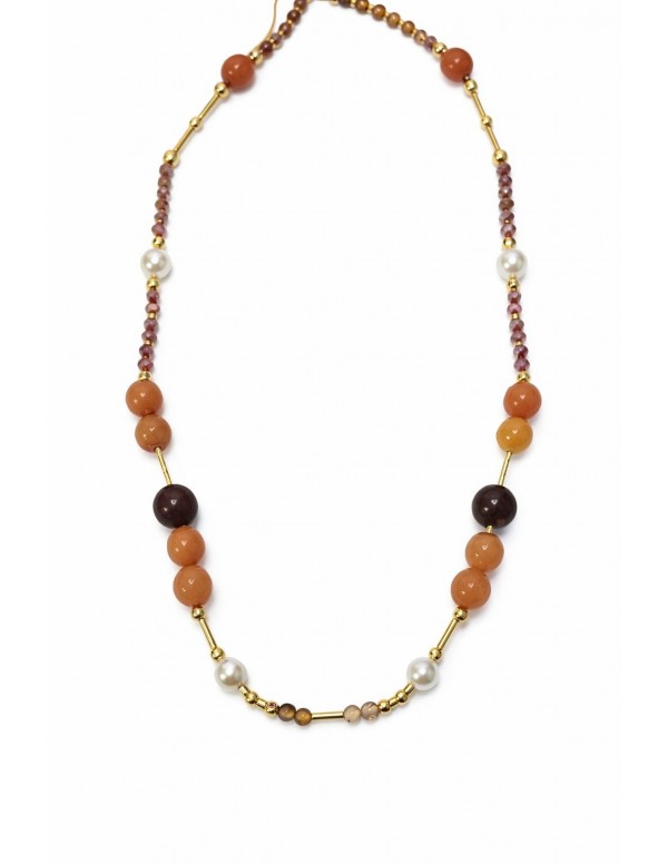 COLLARES BAÑADOS EN ORO PIEDRA CAFÉ