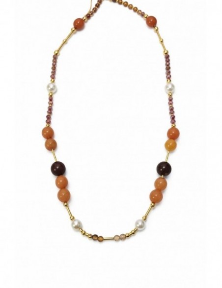 COLLARES BAÑADOS EN ORO PIEDRA CAFÉ