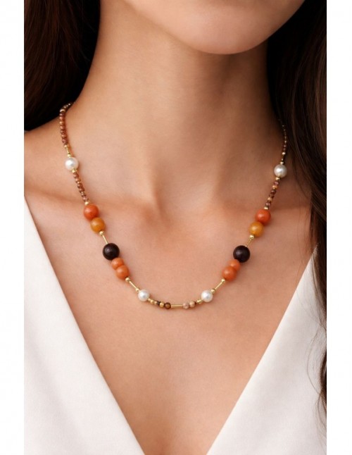 COLLARES BAÑADOS EN ORO PIEDRA CAFÉ 2