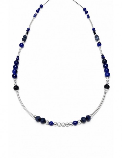 COLLARES BAÑADOS EN PLATA PIEDRAS AZULES