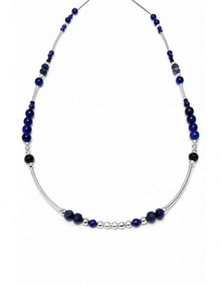 COLLARES BAÑADOS EN PLATA PIEDRAS AZULES