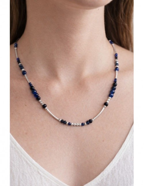 COLLARES BAÑADOS EN PLATA PIEDRAS AZULES 2