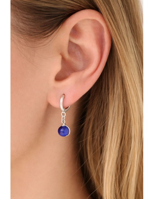 AROS BAÑADOS EN PLATA PIEDRA AGATA AZUL 2