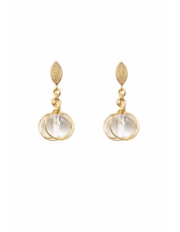 AROS BAÑADOS EN ORO PIEDRA CUARZO CRISTAL