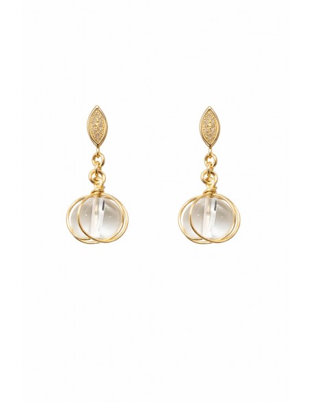 AROS BAÑADOS EN ORO PIEDRA CUARZO CRISTAL