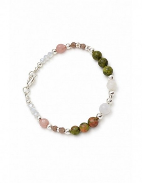 PULSERA BAÑADA EN PLATA PIEDRAS VERDES