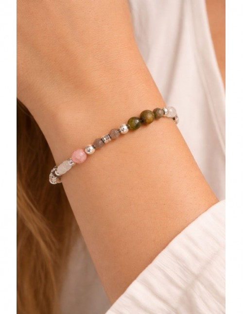 PULSERA BAÑADA EN PLATA PIEDRAS VERDES 2