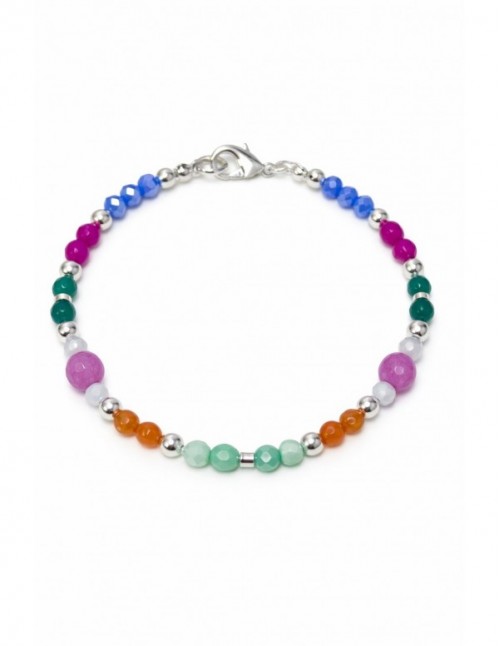 PULSERA BAÑADA EN PLATA PIEDRAS