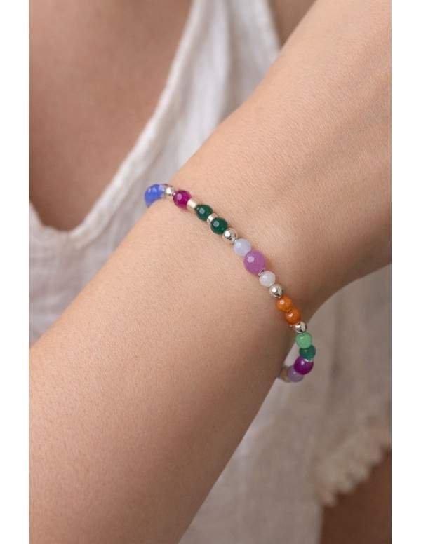 PULSERA BAÑADA EN PLATA PIEDRAS