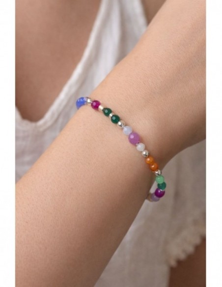 PULSERA BAÑADA EN PLATA PIEDRAS